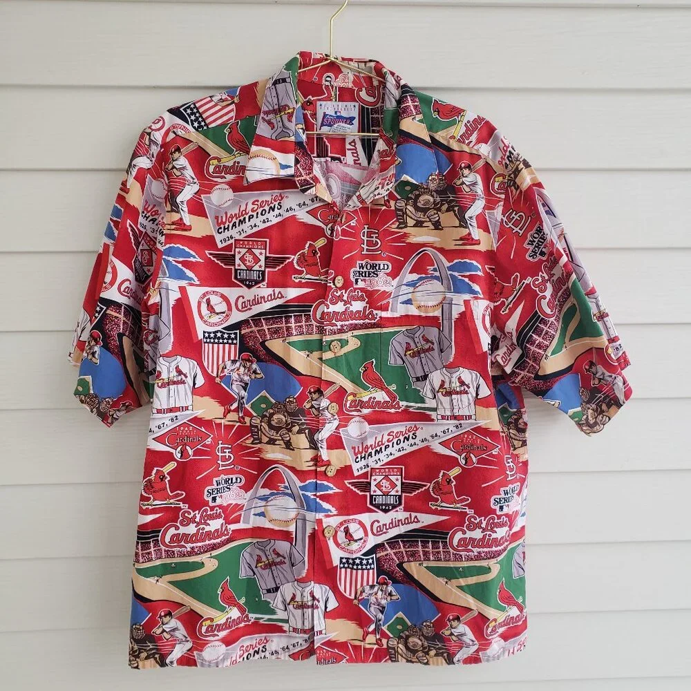 Reyn Spooner St Louis Cardinals World Series 1982 Hawaiian style Shirt Mens XL